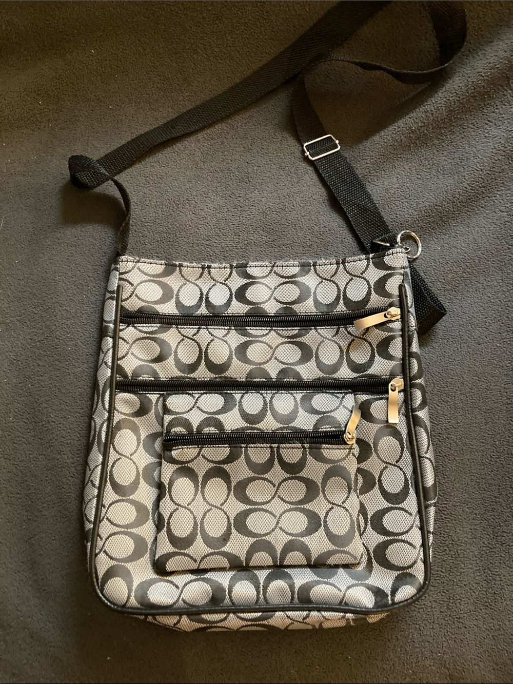 Gray Signature-Pattern Crossbody Bag - Women designer imposter